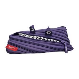ZIPIT Purple Monster Pouch Pencil Bag with Eyes and Teeth 9x4"